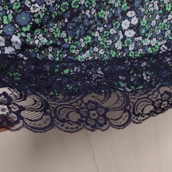 Aerie Blue and Green Floral Lace BabyDoll - Picture 4 of 12